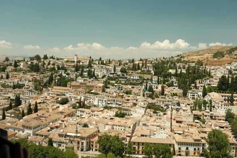 A aerial view of Granada's historic Albayzín district with its distinctive Islamic architecture