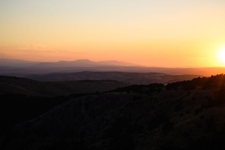 sunset view over the Spanish mountains with a sky