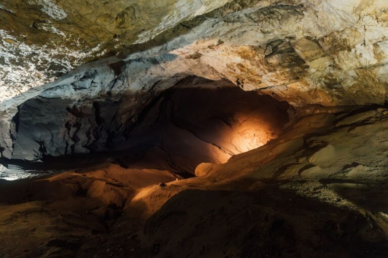 Explore the rock formations inside a cave in New Athos, Abkhazia