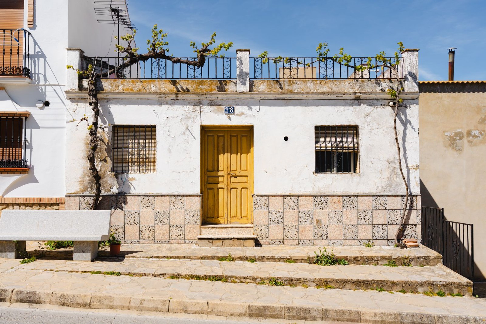 rustic house facade in Setenil de las Bodegas, Spain on a sunny day