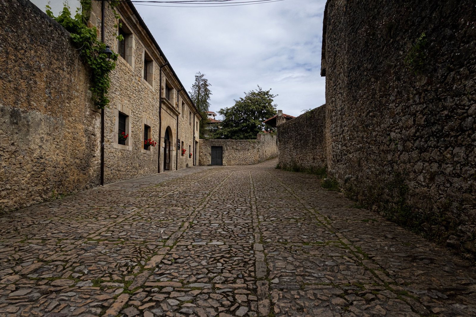 Stone buildings and cobblestone street in Santillana del Mar, Cantabria